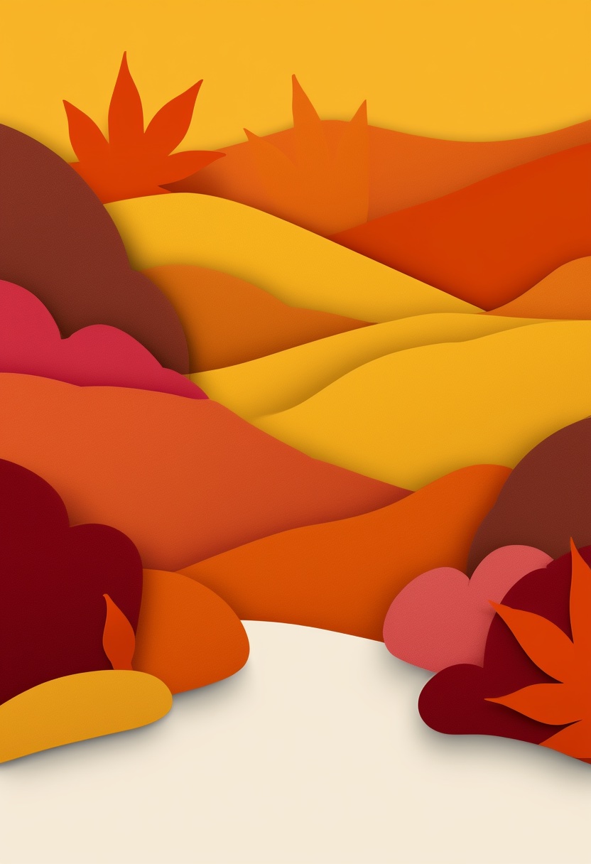 Autumn Hillside Cut-Paper Landscape