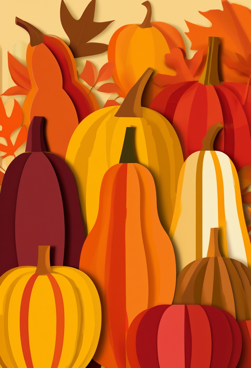 Autumn Squash and Gourd Collage