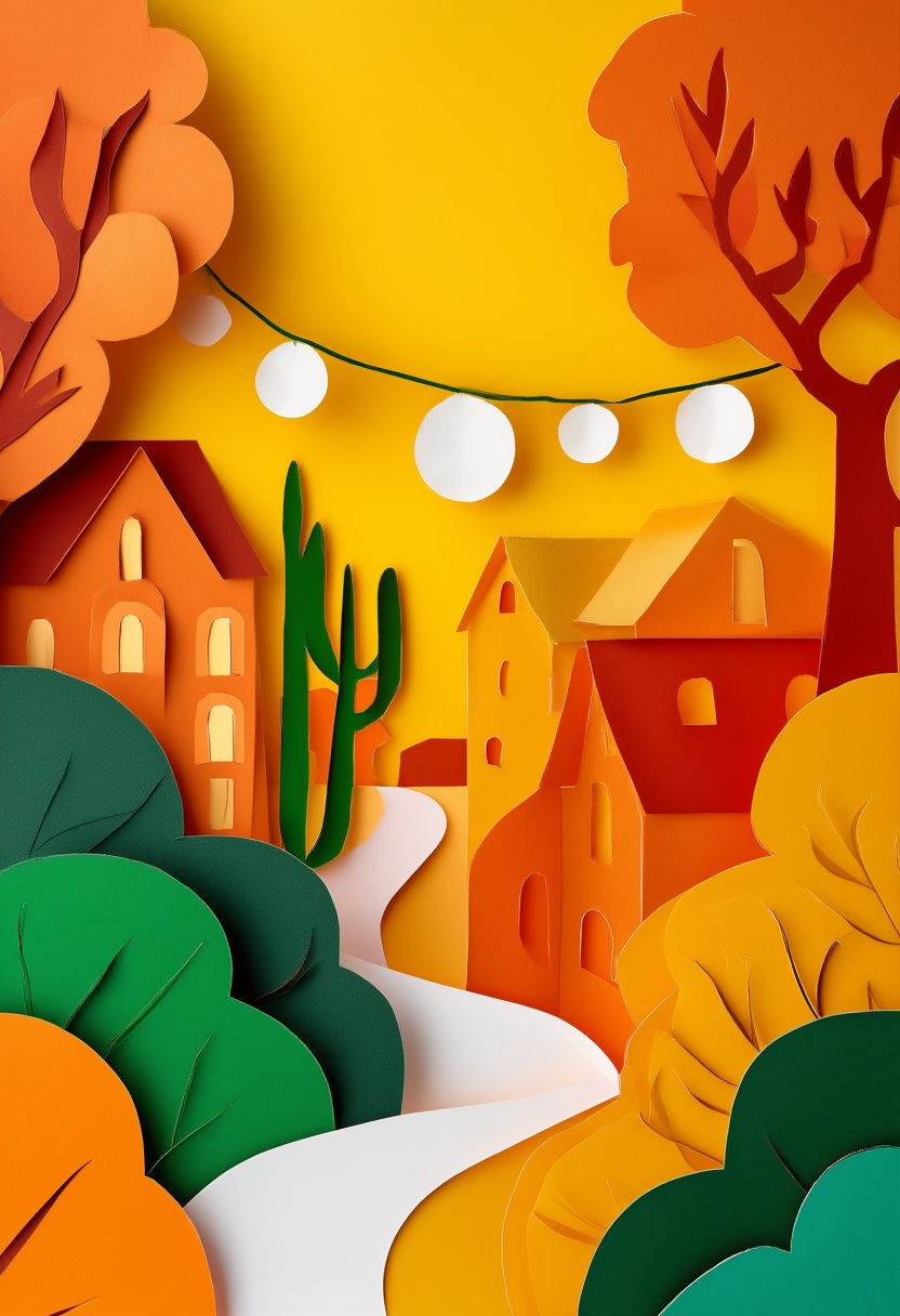 Autumn Village Paper Cutout Serenity