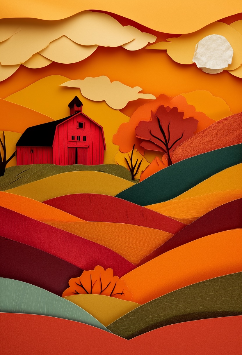 Autumnal Barn Silhouette