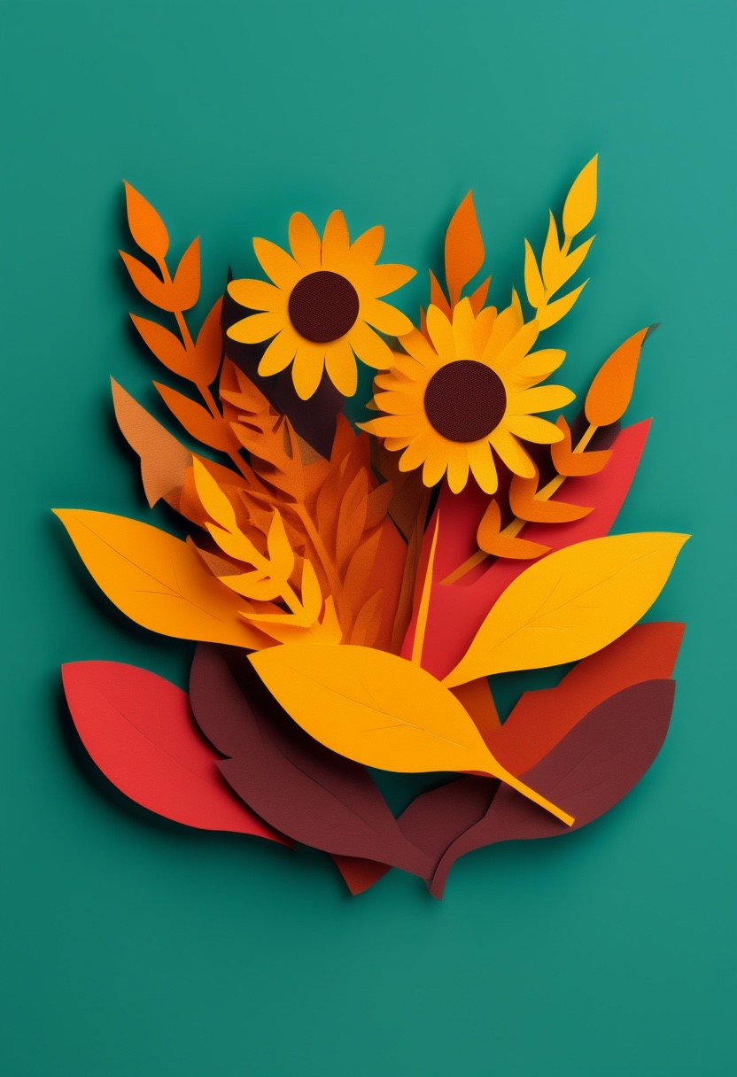 Autumnal Sunflowers Paper Bloom