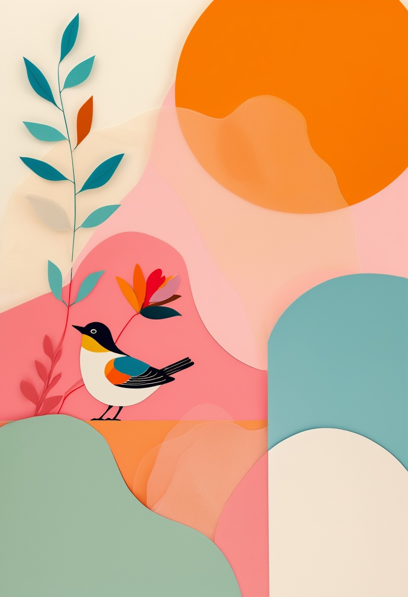 Bright Bird on Pink Hill
