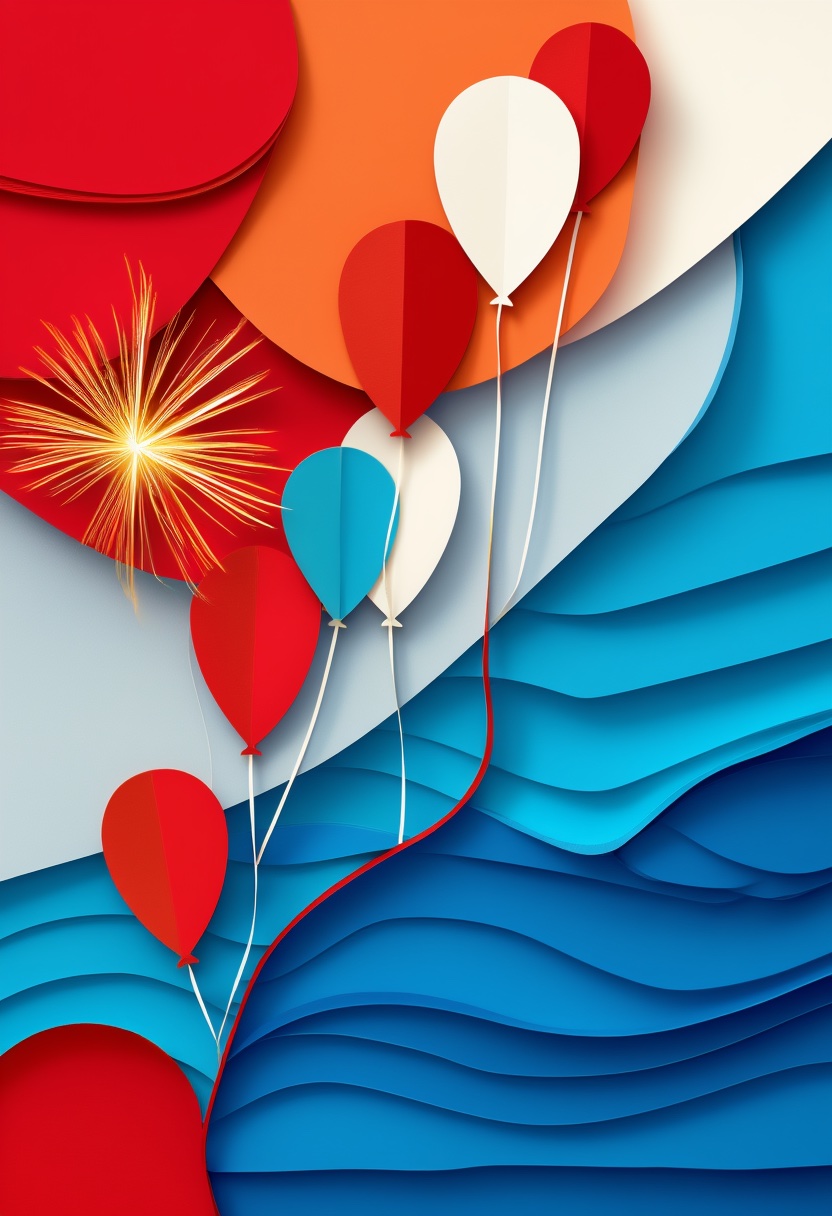 Celebration of Red, White, and Blue Balloons