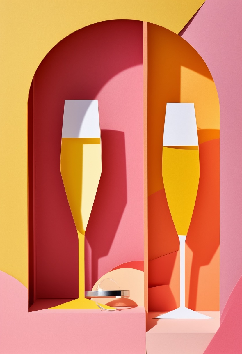 Champagne Flutes & Sparkling Ring