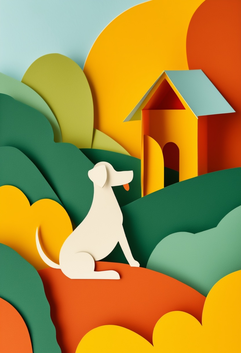 Cheerful Paper Cut Doghouse