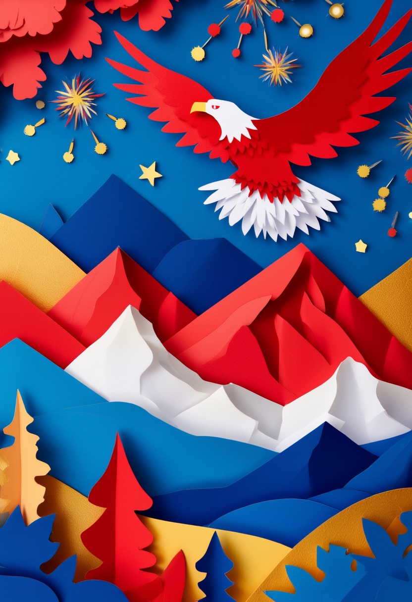 Eagle Soaring Over Red Mountains