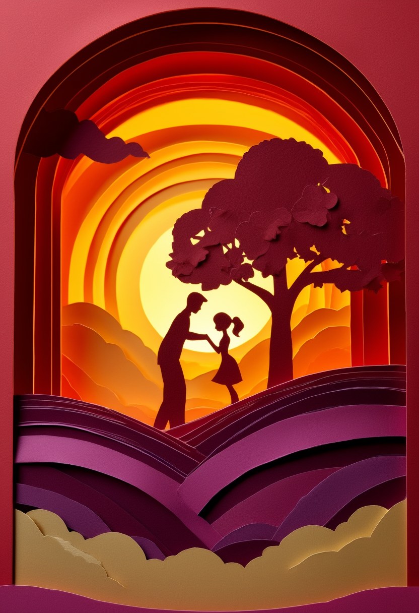 Father's Garden Moment — Father's Day cut-paper-style greeting card