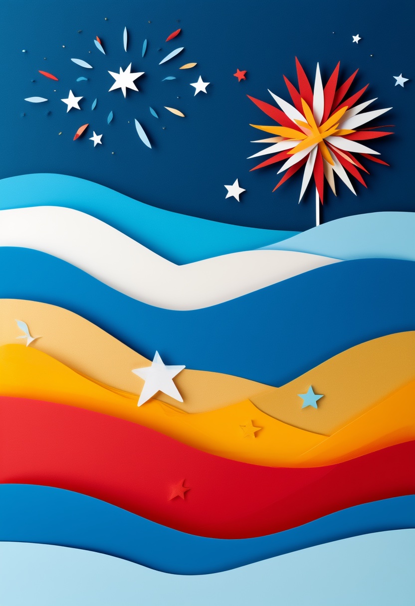 Fireworks Over Wavy Layers