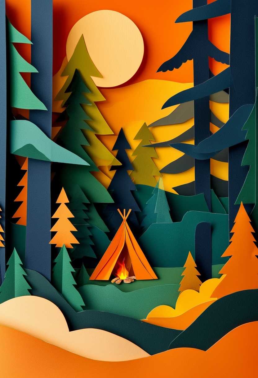 Forest Campfire Moonlight