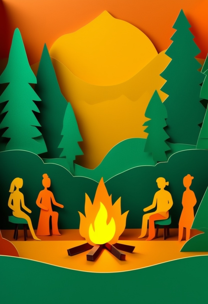 Forest Sunset Firelight Gathering