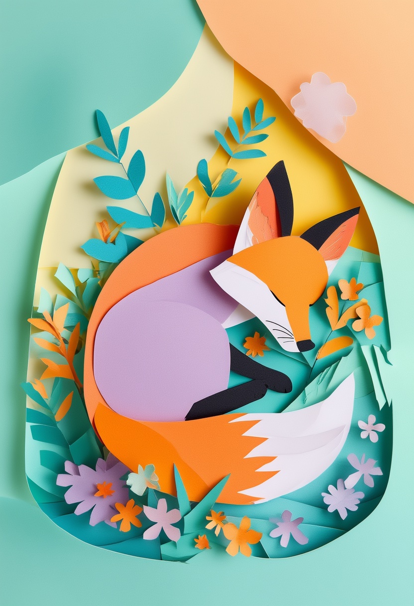 Fox in Bloom Nest