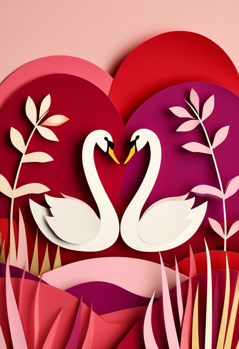 Heart-Shaped Swan Embrace