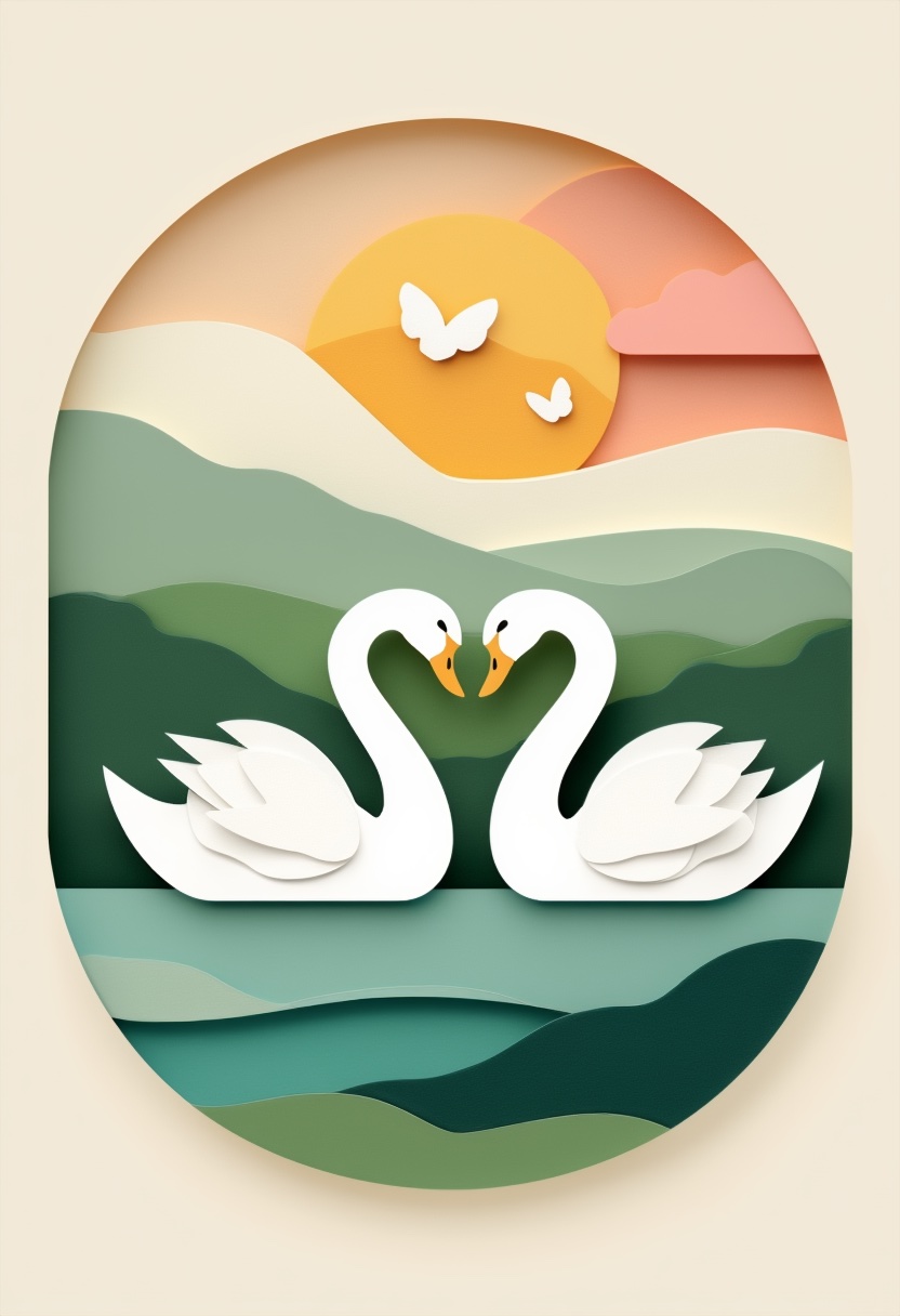 Heartfelt Swans Embrace
