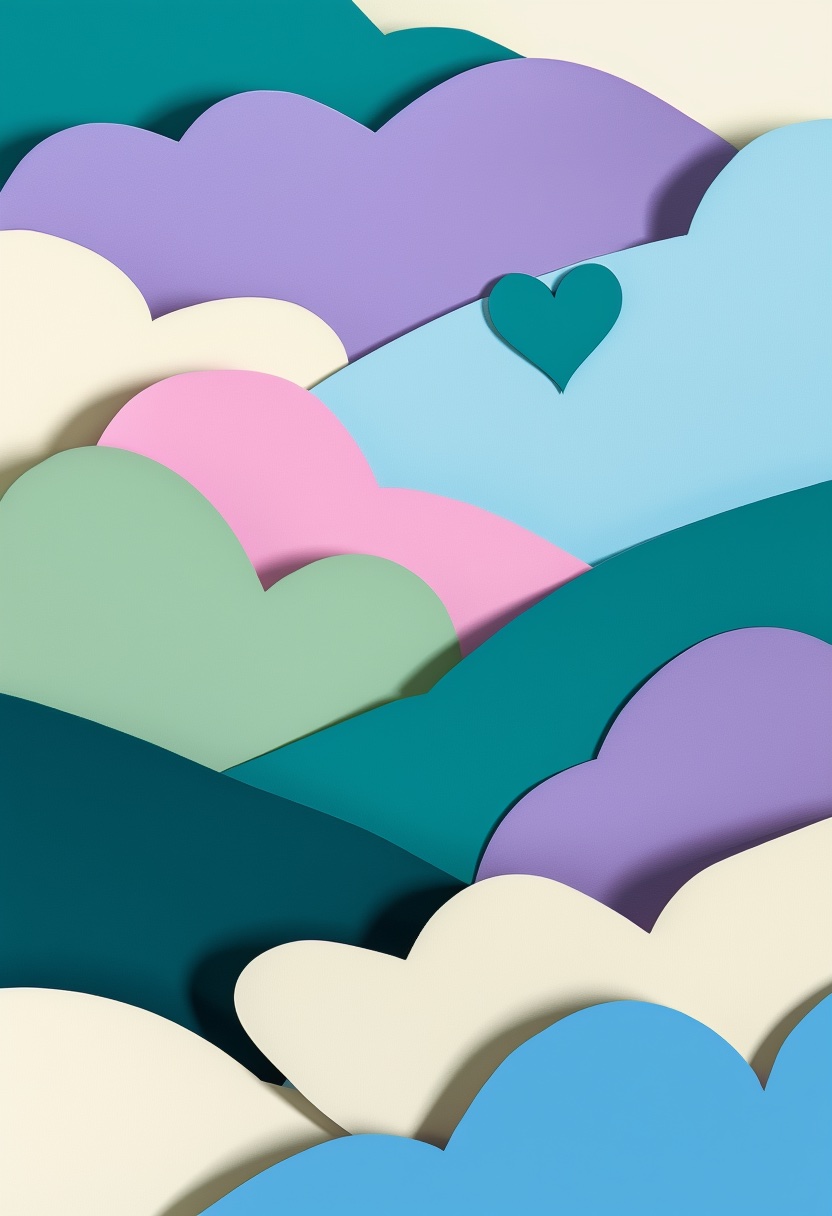 Layered Clouds Heart Floating