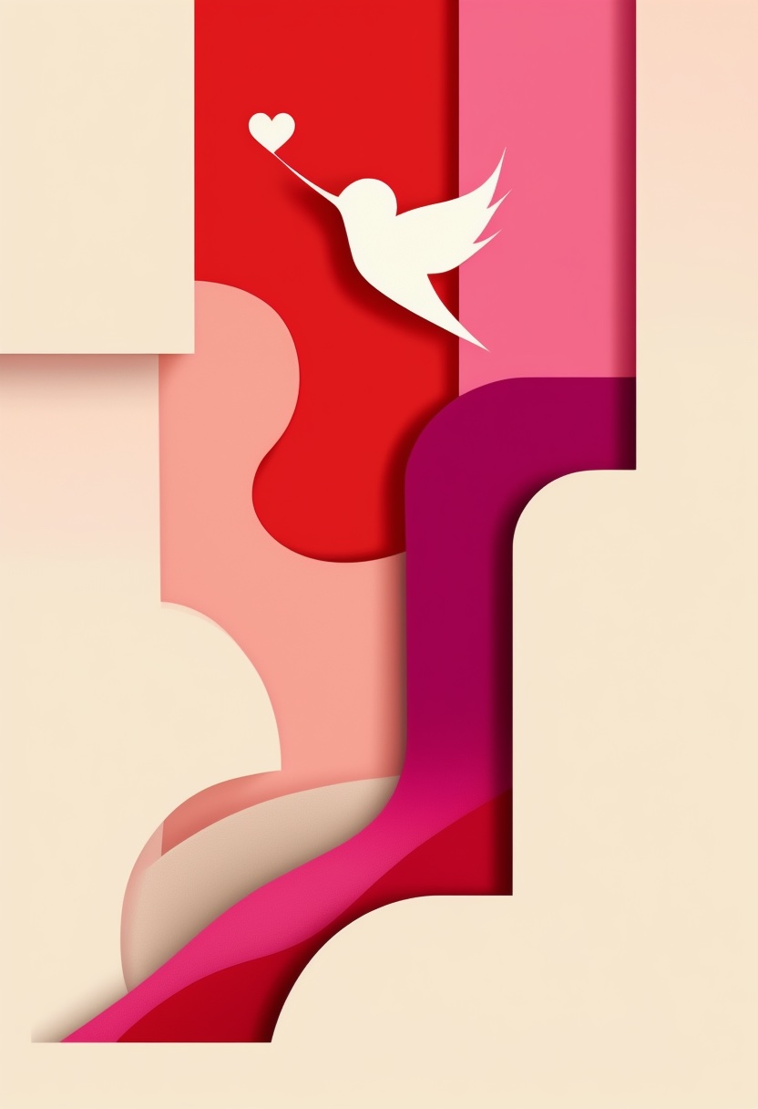 Layered Crimson Bird Embrace
