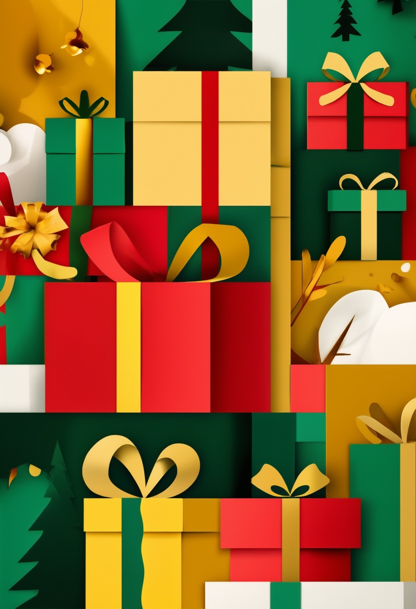 Layered Gift Boxes in Red and Gold