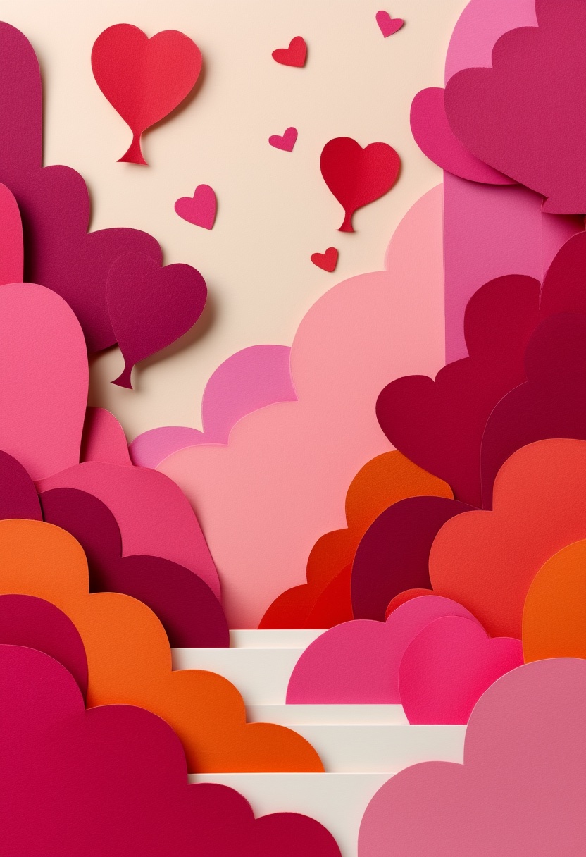 Layered Heart Balloons Sky