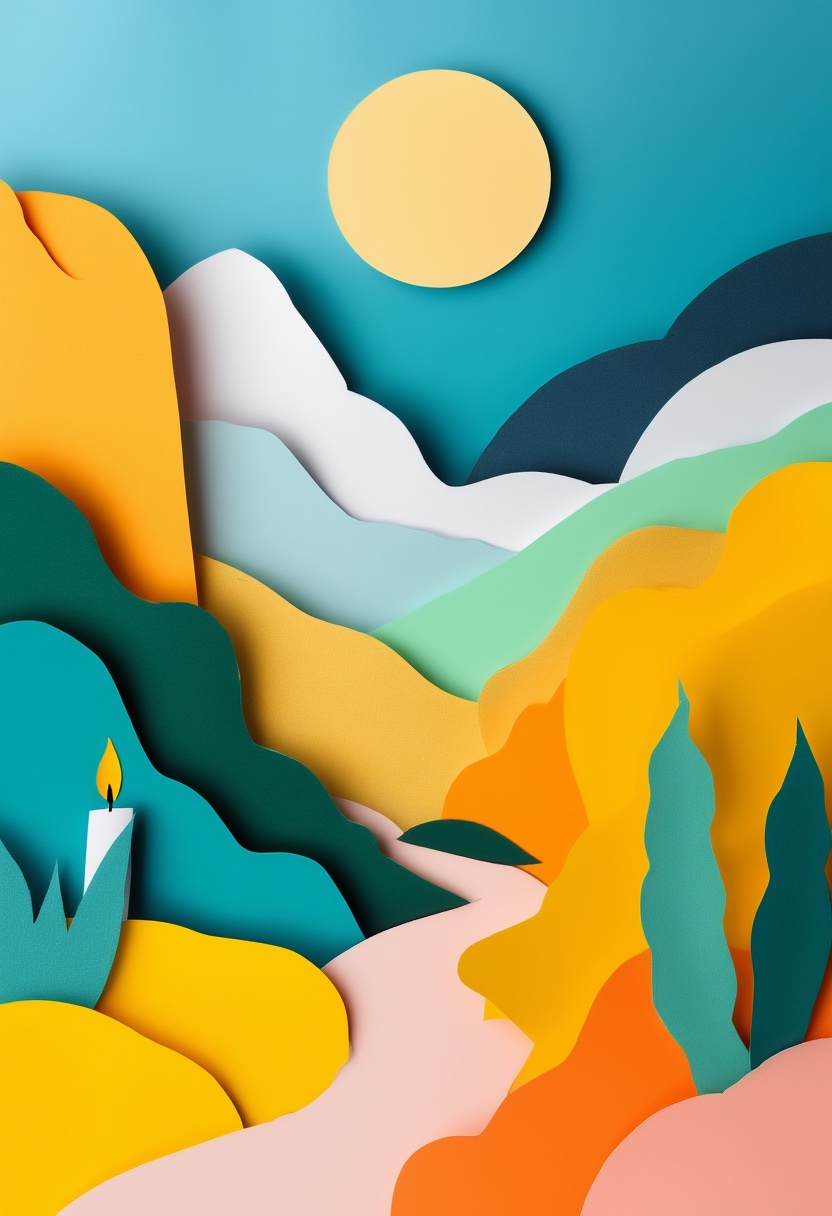 Layered Mountain Candle Glow