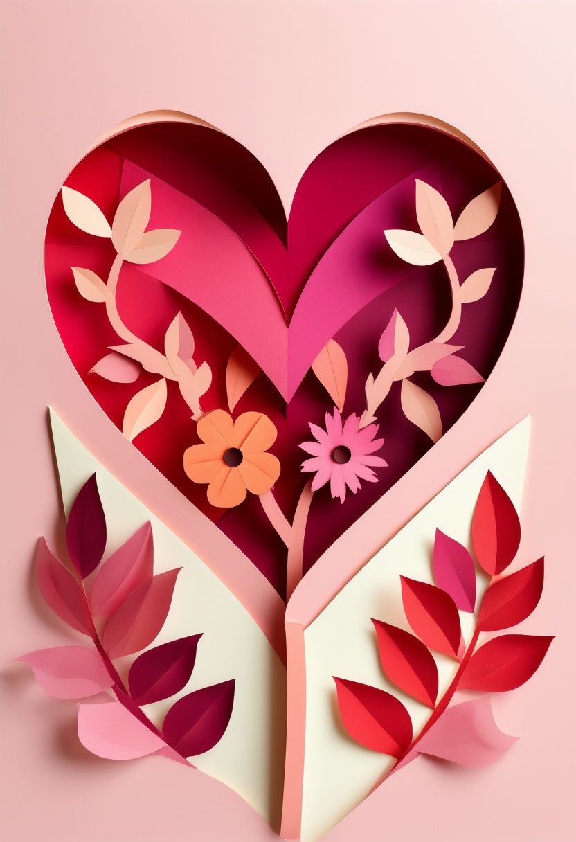 Layered Paper Heart Bloom