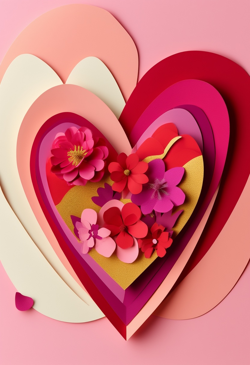 Layered Paper Heart Blossoms