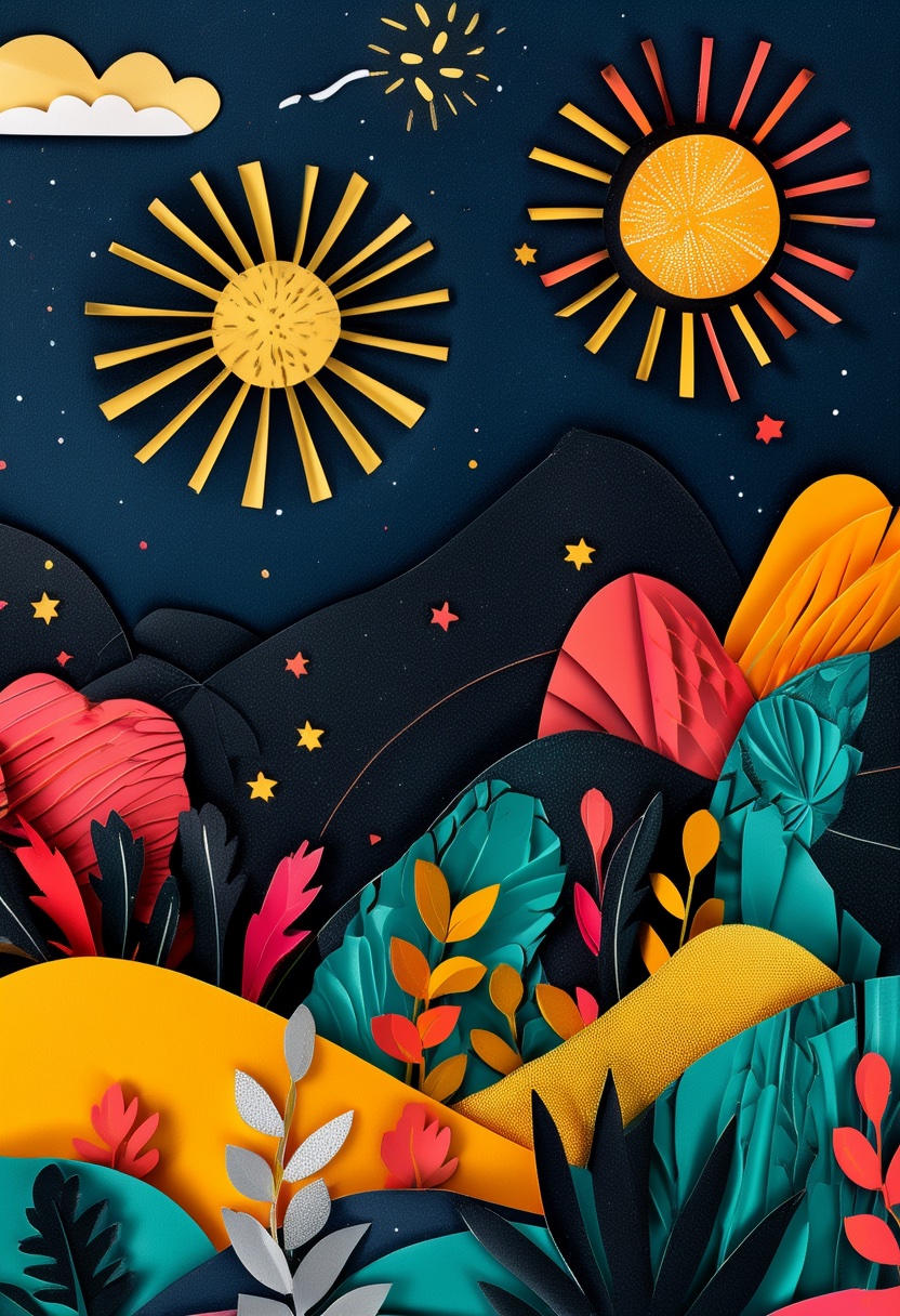 Midnight Fireworks Over Mountains
