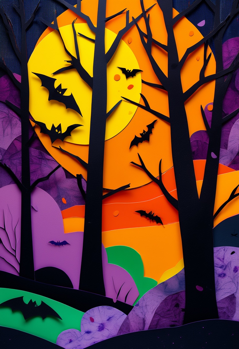 Moonlit Forest Silhouettes