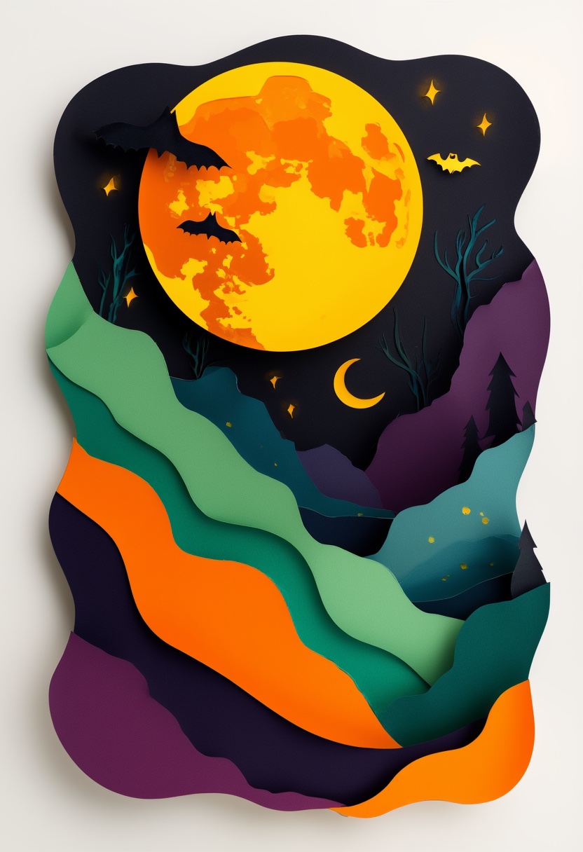 Moonlit Paper Landscape