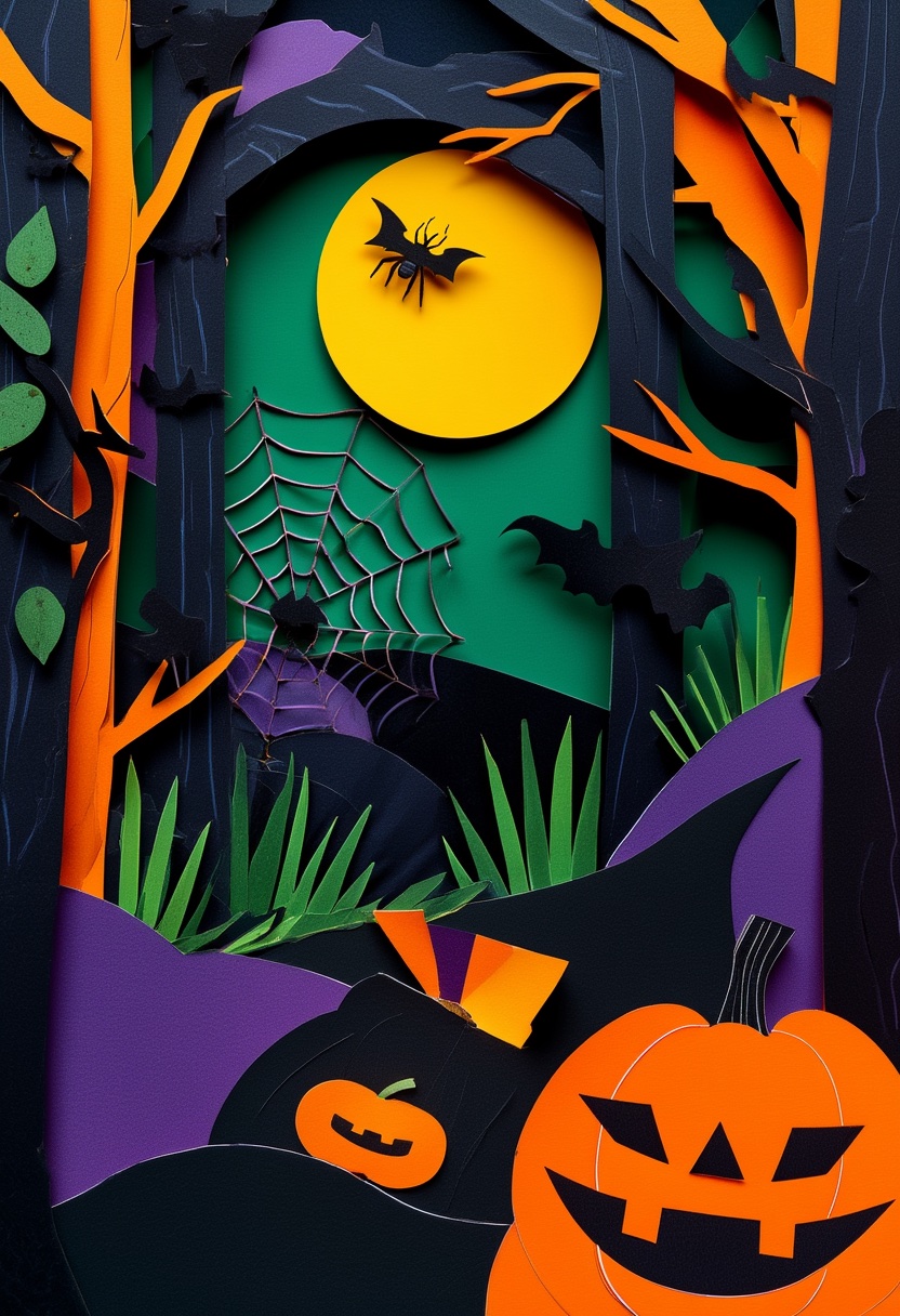Moonlit Spider Web Halloween