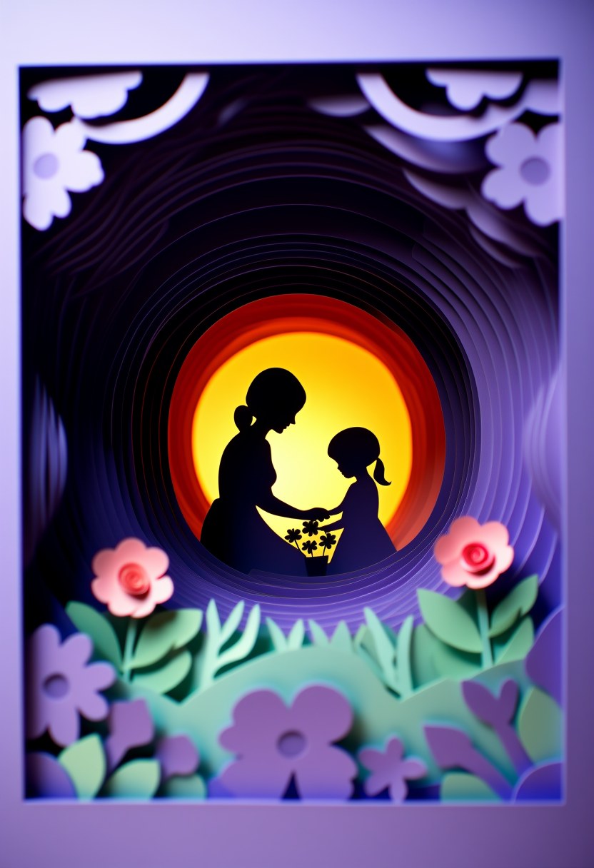 Mother Daughter Bond — Mother's Day cut-paper-style greeting card