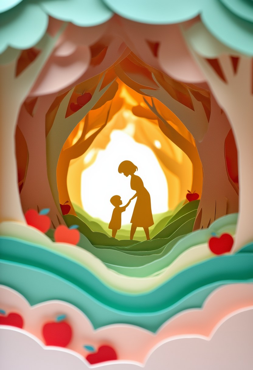 Mother's Day Silhouette — Mother's Day cut-paper-style greeting card