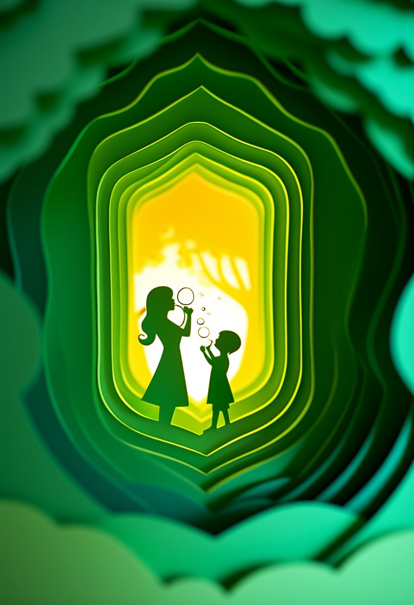 Motherly Love Silhouette — Mother's Day cut-paper-style greeting card