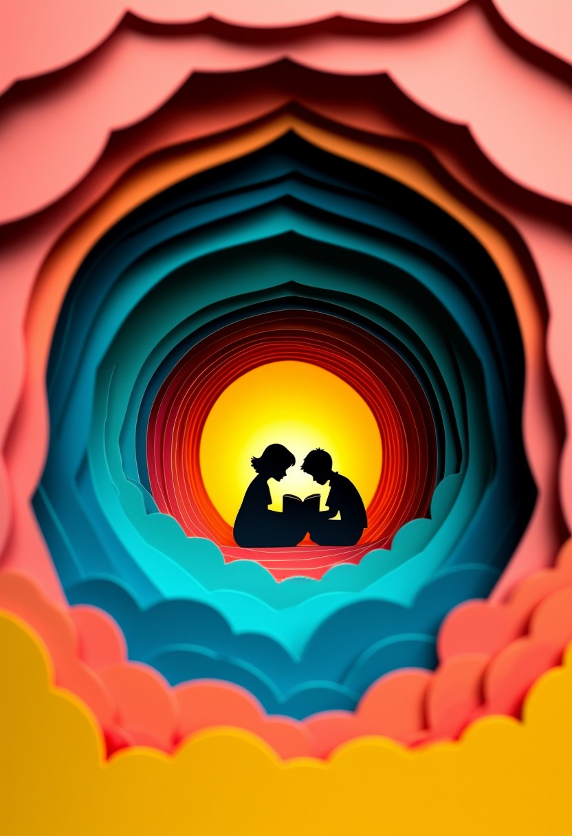 Motherly Love Silhouette — Mother's Day cut-paper-style greeting card