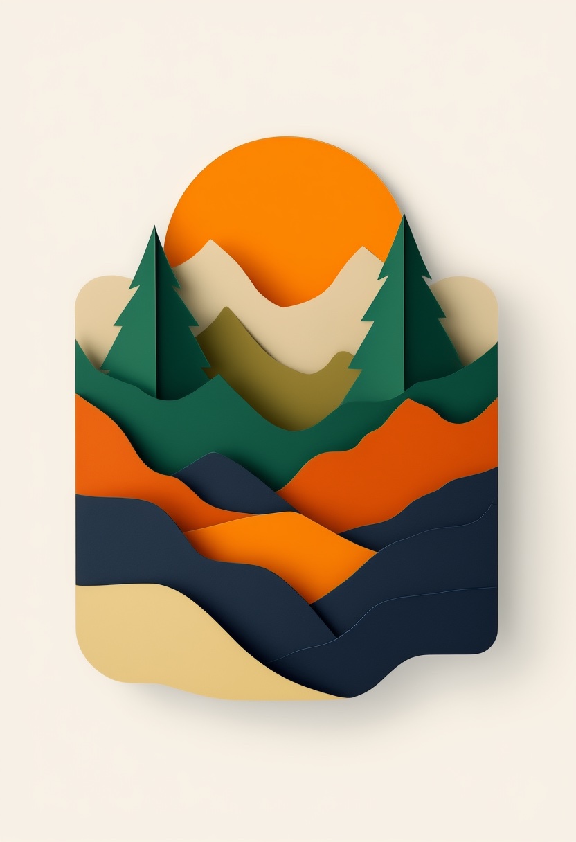 Mountain Range Sunrise Cut-Paper