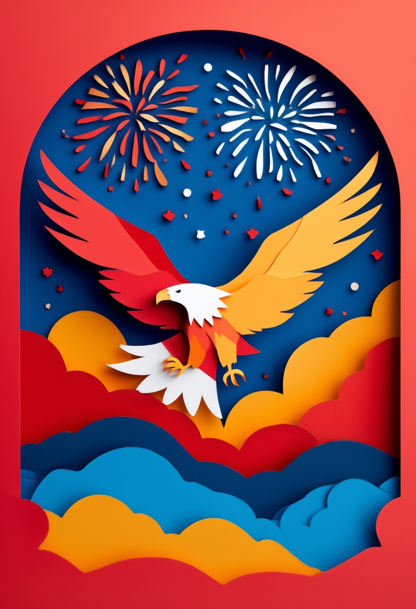 Paper Cut Bald Eagle Soaring