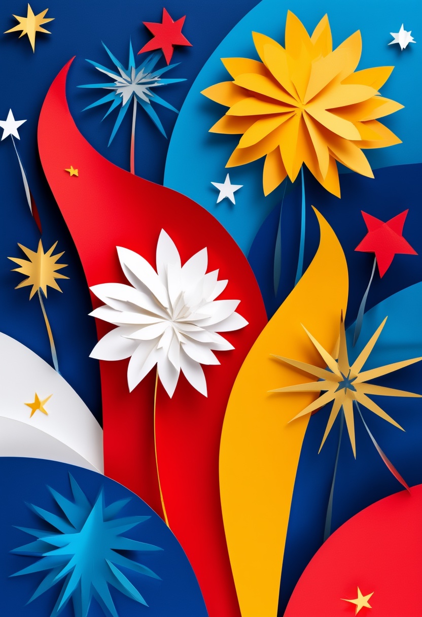 Paper-Cut Fireworks Celebration