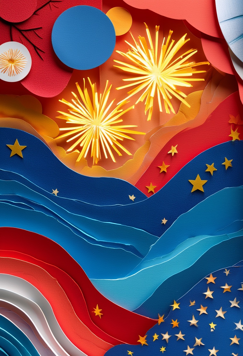 Paper-Cut Fireworks Celebration