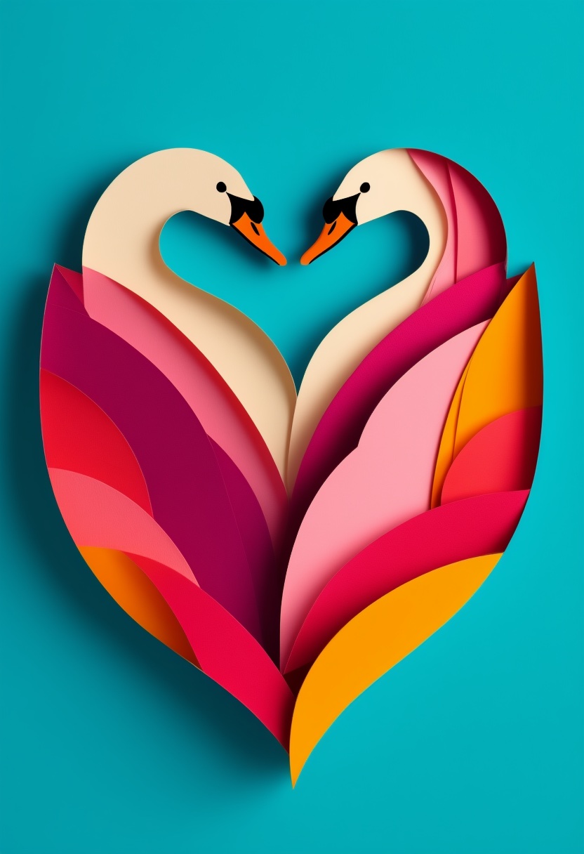 Paper-Cut Swan Hearts