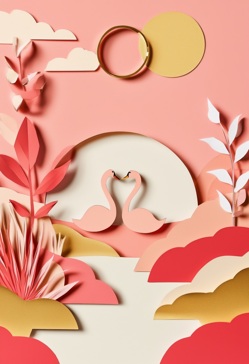 Paper Cut Swans Embrace