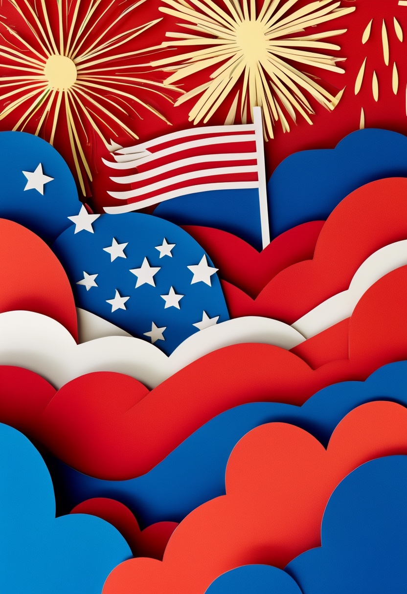 Patriotic Flag & Fireworks