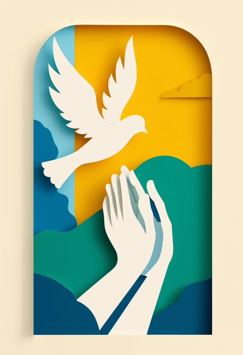 Praying Hands & Soaring Dove