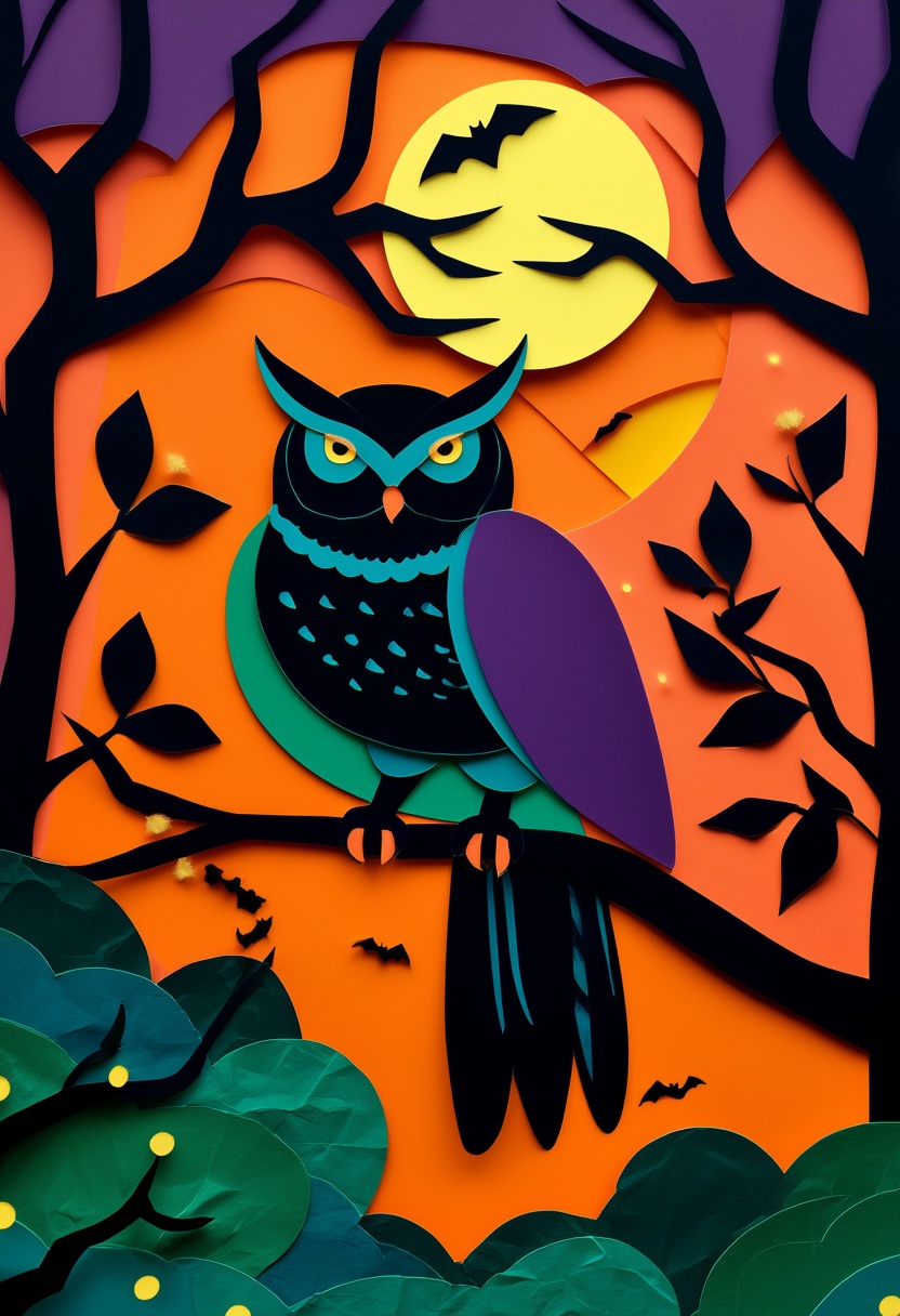 Purple Owl Moonlight Perch