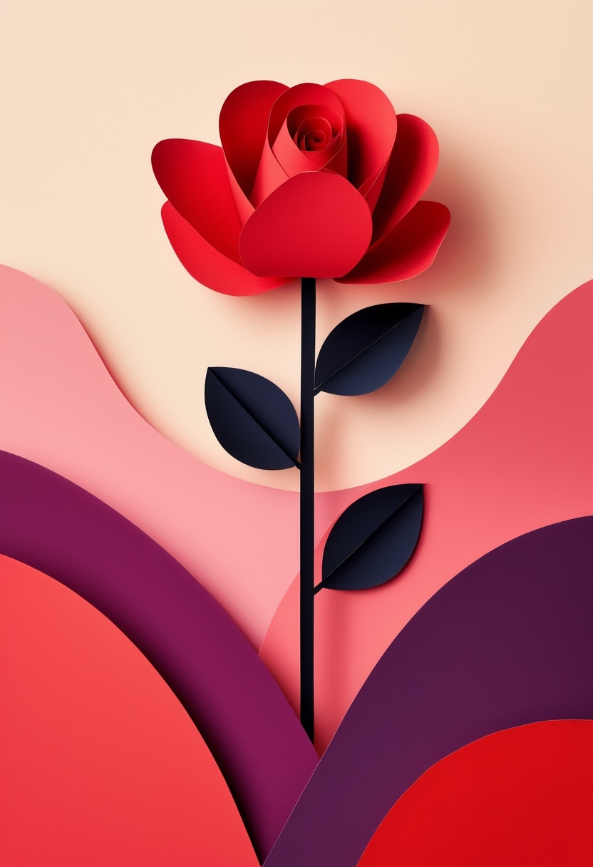 Red Rose Layered Paper