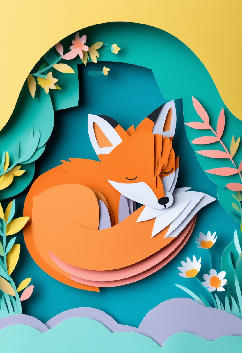 Sleeping Fox Among Flowers