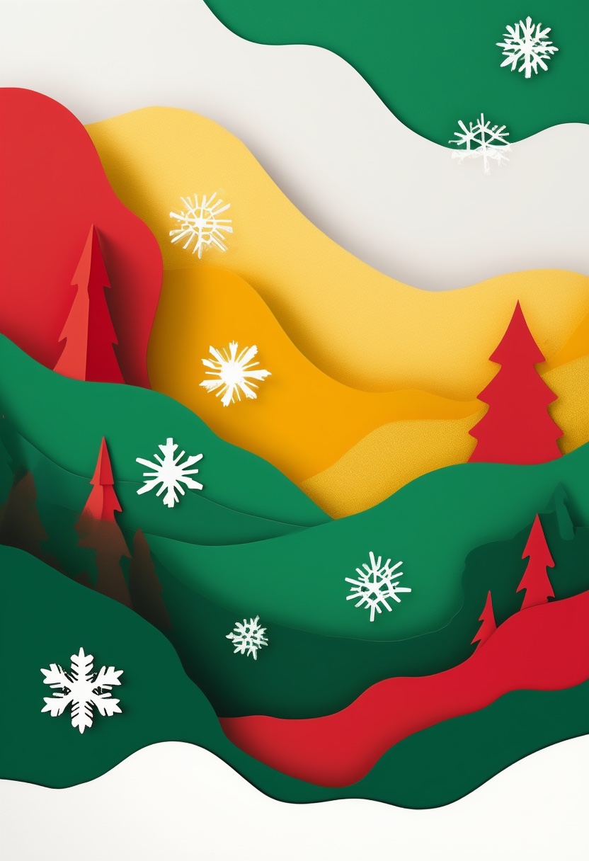 Snowflake-Laden Forest Hillscape