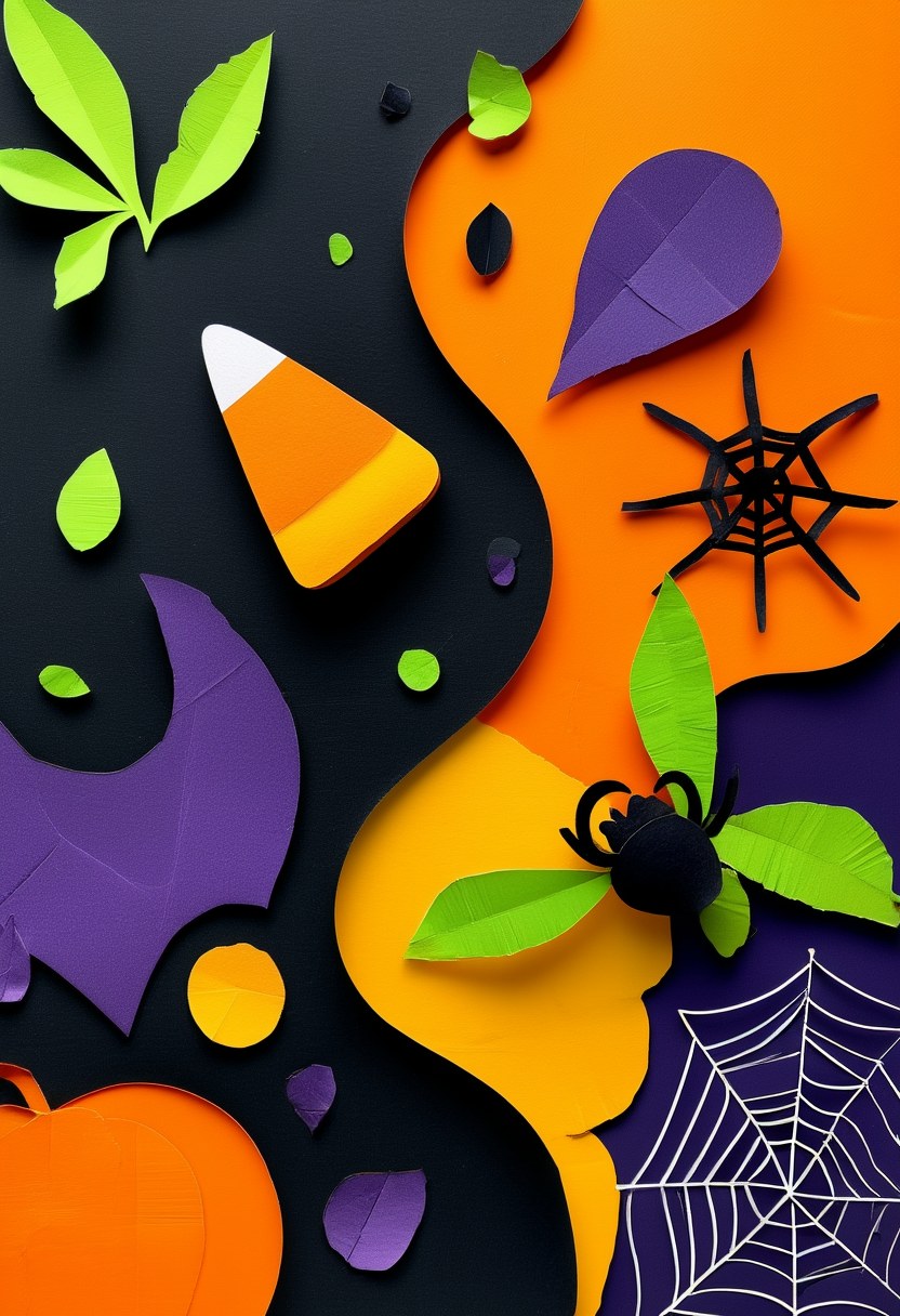 Spooky Halloween Paper Collage — Halloween cut-paper-style greeting card