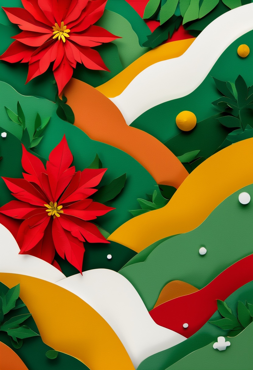 Stylized Poinsettia Collage