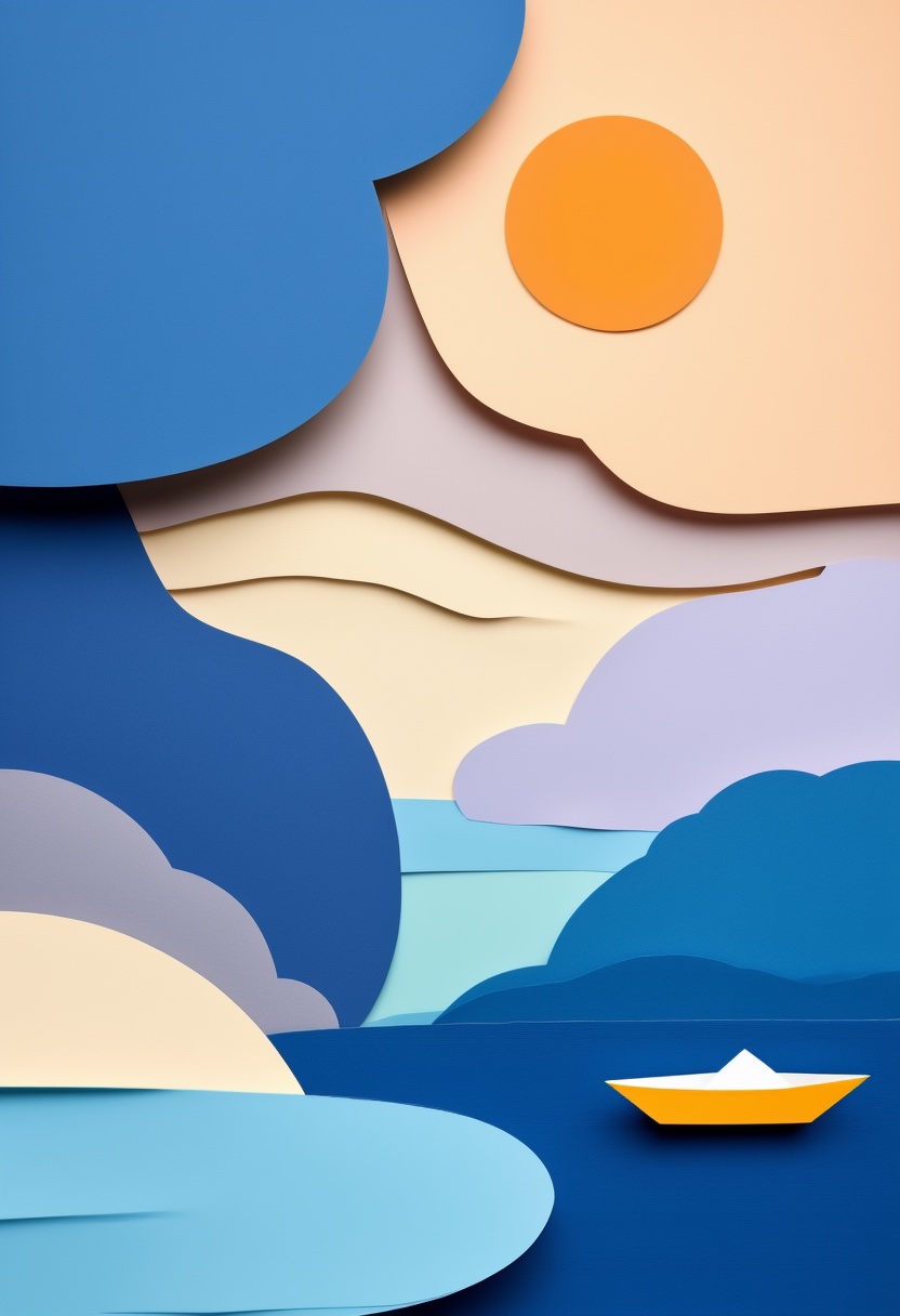 Sunlit Cut-Paper Boat