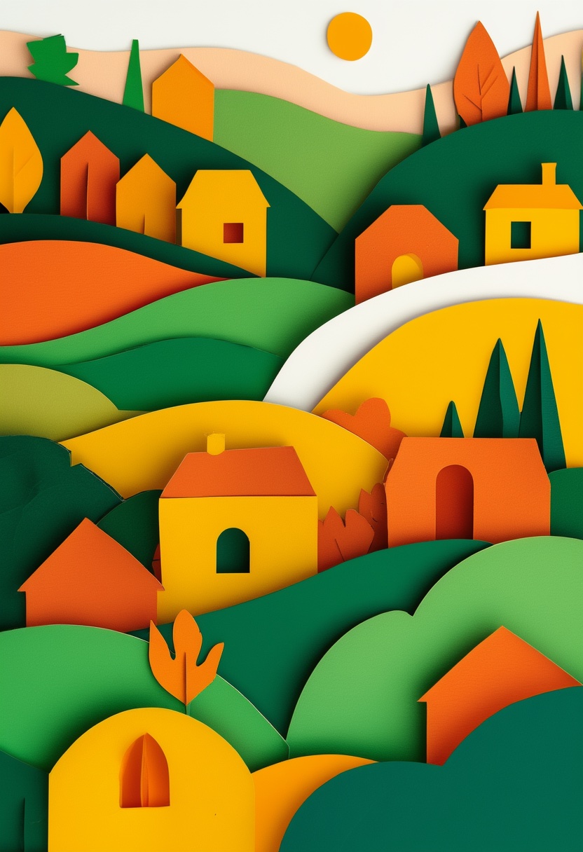 Sunlit Paper Village