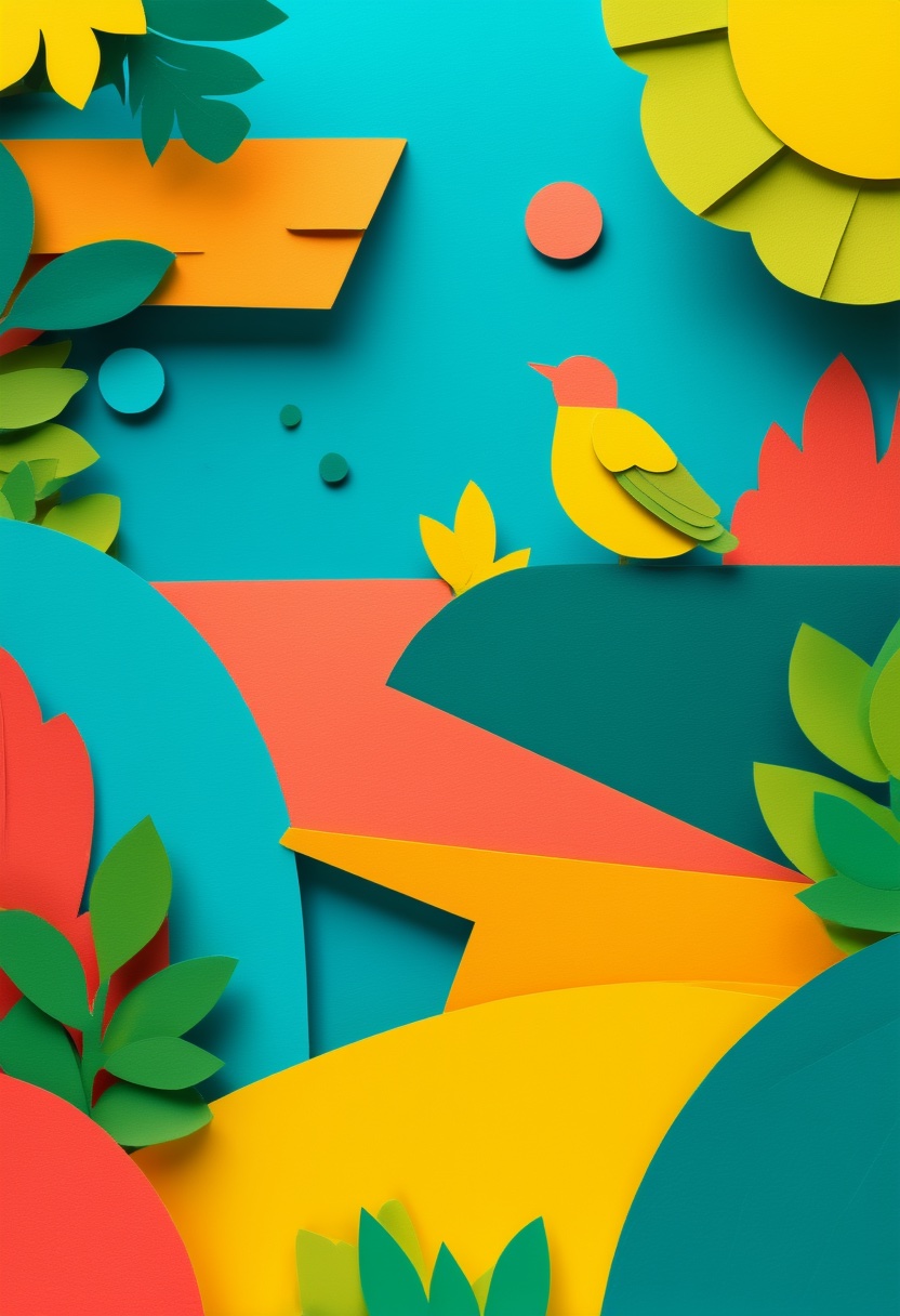 Vibrant Cut-Paper Bird Greeting