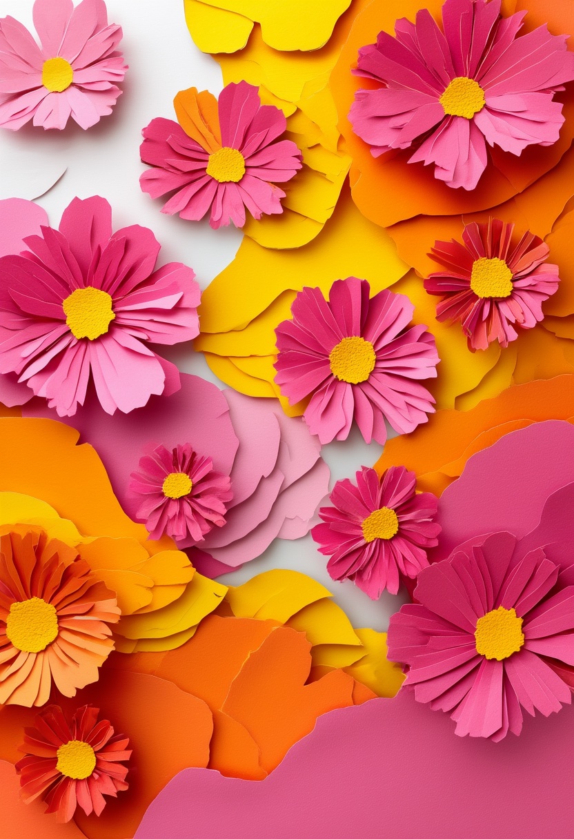 Vibrant Cut-Paper Cosmos